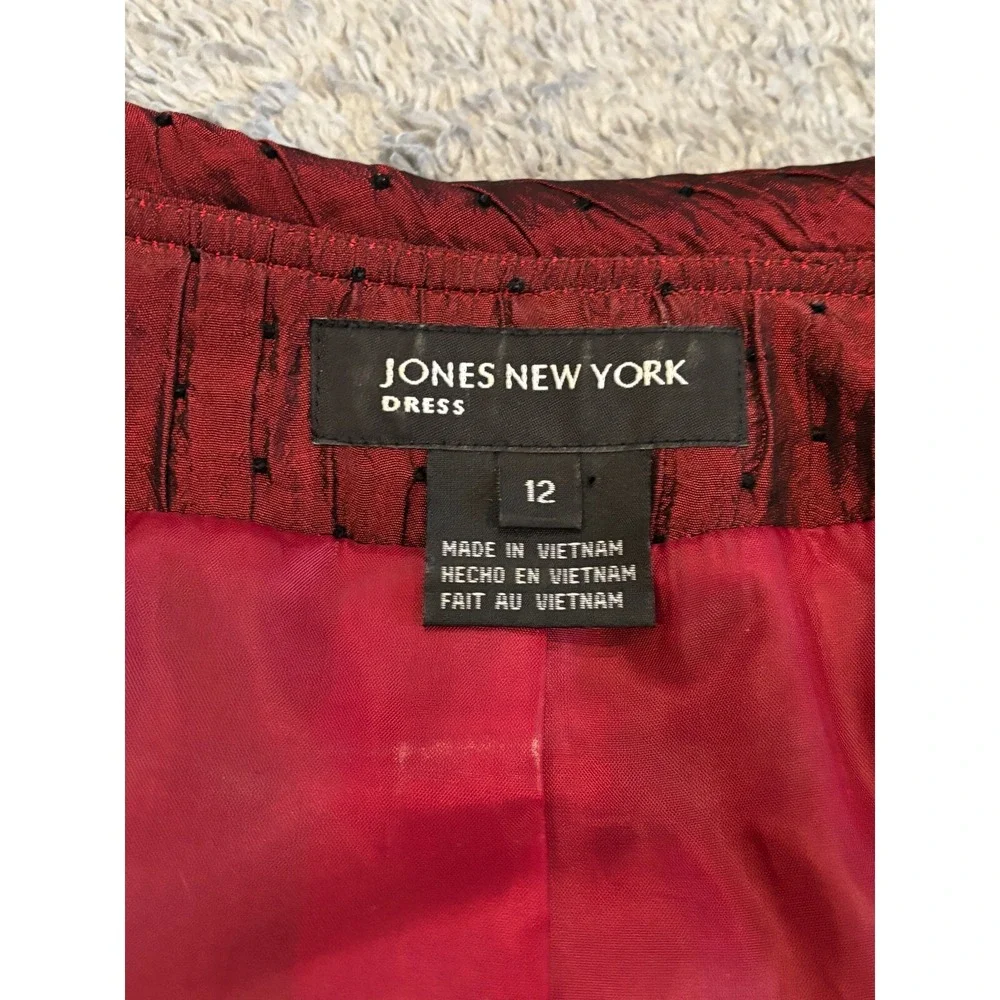 Jones New York Blazer Womens 12 Red Jacket Polyester Blend Black Lace Overlay